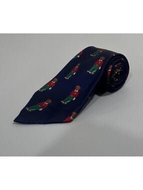 NEW WITH TAGS Polo Ralph Lauren Men's Navy Blue Golf Bears Silk Tie $98